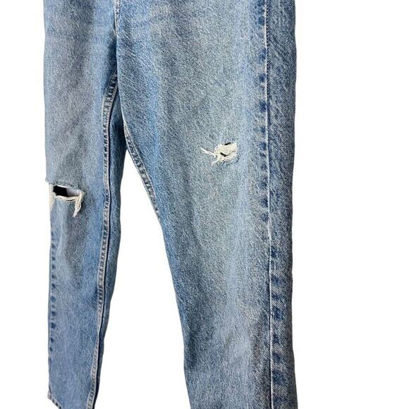 Zara Womens High Rise Distressed Medium Wash Blue Jeans Relaxed Mom Fit sz 4 - Picture 9 of 16